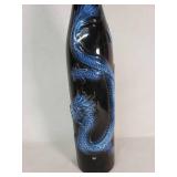 Black Ceramic Vase with Blue Dragon Design - Hole near the bottom for what?  maybe incense?