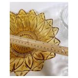 Mixed Glass Bowls, Including Amber and Clear Cut Glass Designs