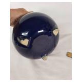 Ceramic Blue Glazed Cauldron with Handle