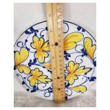 Glass and Ceramic Serving Dishes and Platters including Floral Plate, Cut Glass Bowls, and Serving Trays