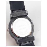 Geneva Crystal Bezel Black Quartz Watch - New Battery - Running