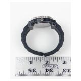 Geneva Crystal Bezel Black Quartz Watch - New Battery - Running