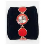Soxy Quartz Bracelet Watch With Red Accents - New Battery - Running