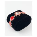 Soxy Quartz Bracelet Watch With Red Accents - New Battery - Running