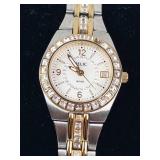 Relic Rhinestone Quartz Two-Tone Stainless Steel Watch - New Battery - Running
