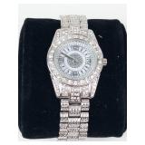 Keskaris Quartz Rhinestone Bracelet Watch - New Battery - Running