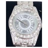 Keskaris Quartz Rhinestone Bracelet Watch - New Battery - Running