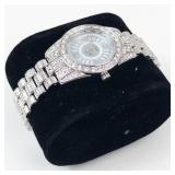 Keskaris Quartz Rhinestone Bracelet Watch - New Battery - Running