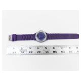 Geneva Purple Rhinestone Quartz Watch - Battery Running