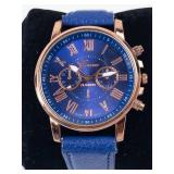Geneva Quartz Analog Watch With Blue Strap