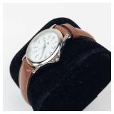 Kl Quartz Analog Watch With Brown Leather Strap - Running, New Battery