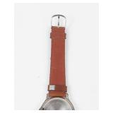 Kl Quartz Analog Watch With Brown Leather Strap - Running, New Battery