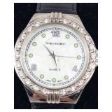 Vernier Quartz Rhinestone Bezel Wristwatch - Running, New Battery