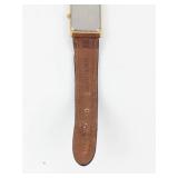Cassant Quartz Gold-Tone Rectangular Watch With Brown Leather Band - New Battery - Running