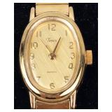 Timex Quartz Running Watch Gold Tone Bracelet - New Battery - Running