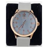 iTech Quartz Wrist Watch Gray Band Rose Gold Tone - New Battery - Running
