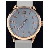 iTech Quartz Wrist Watch Gray Band Rose Gold Tone - New Battery - Running