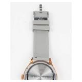 iTech Quartz Wrist Watch Gray Band Rose Gold Tone - New Battery - Running