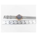 iTech Quartz Wrist Watch Gray Band Rose Gold Tone - New Battery - Running