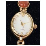 Quartz Bracelet Watch With Stone Accents - New Battery - Running