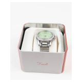 Fossil Crystal-Accented Green Dial Watch With Box - running new battery