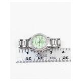 Fossil Crystal-Accented Green Dial Watch With Box - running new battery