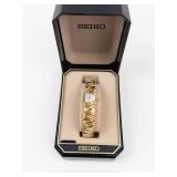 Seiko Gold Tone Bracelet Watch in Box - running new battery