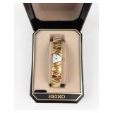 Seiko Gold Tone Bracelet Watch in Box - running new battery