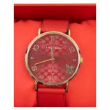 Leila Rose Red Leather Women's Watch in Box - running