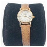 Citizen Eco-Drive Gold-Tone Leather Strap Watch - running