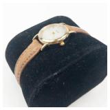 Citizen Eco-Drive Gold-Tone Leather Strap Watch - running
