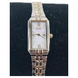 Citizen Eco-Drive Rectangular Two-Tone Watch - running