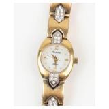 Armitron Quartz Gold Tone Crystal Bracelet Watch - New Battery - Running