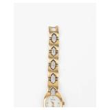 Armitron Quartz Gold Tone Crystal Bracelet Watch - New Battery - Running