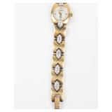 Armitron Quartz Gold Tone Crystal Bracelet Watch - New Battery - Running