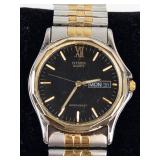 Citizen Quartz Day-Date Two-Tone Watch - Running, with new battery