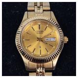 Citizen Quartz Day-Date Gold Tone Watch - running new battery