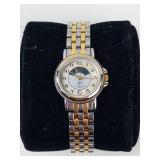 Quartz Moon Phase Watch With Two-Tone Bracelet - running new battery