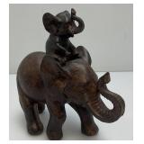 Vintage Momma Elephant With Baby Elephant On Back Figurine 7 3/4' x 7 3/4' x 3 1/4'
