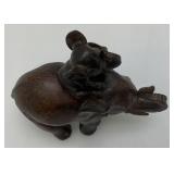 Vintage Momma Elephant With Baby Elephant On Back Figurine 7 3/4' x 7 3/4' x 3 1/4'