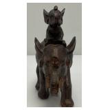 Vintage Momma Elephant With Baby Elephant On Back Figurine 7 3/4' x 7 3/4' x 3 1/4'