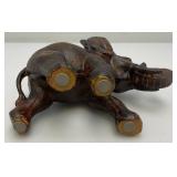 Vintage Momma Elephant With Baby Elephant On Back Figurine 7 3/4' x 7 3/4' x 3 1/4'