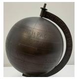 Vintage Bronze Metal Globe On Stand Globe Is 7'