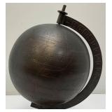 Vintage Bronze Metal Globe On Stand Globe Is 7'