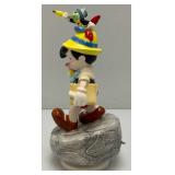 Collectible DISNEY Pinocchio & Jimmy Cricket Ceramic Music Box Figurine 8 1/2' (Works)