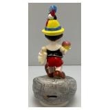 Collectible DISNEY Pinocchio & Jimmy Cricket Ceramic Music Box Figurine 8 1/2' (Works)