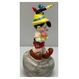 Collectible DISNEY Pinocchio & Jimmy Cricket Ceramic Music Box Figurine 8 1/2' (Works)