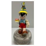 Collectible DISNEY Pinocchio & Jimmy Cricket Ceramic Music Box Figurine 8 1/2' (Works)
