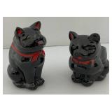1950's Shafford Black Cat Creamer & Sugar Dish Made In Japan 4.5' & 5.5'