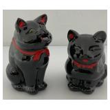 1950's Shafford Black Cat Creamer & Sugar Dish Made In Japan 4.5' & 5.5'